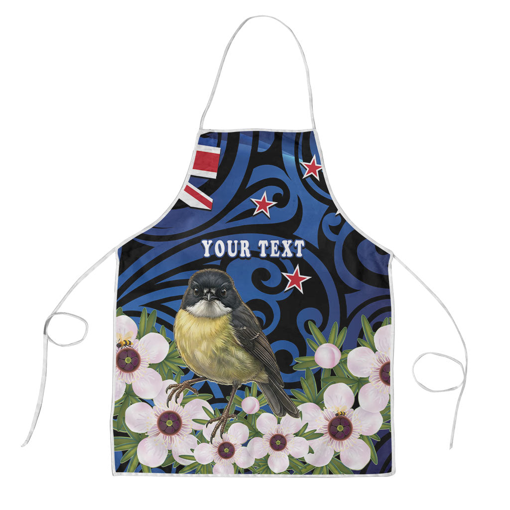 Tomtit New Zealand Personalised Apron Miromiro Manuka Flower Maori Pattern