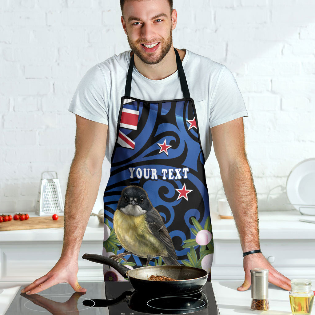 Tomtit New Zealand Personalised Apron Miromiro Manuka Flower Maori Pattern