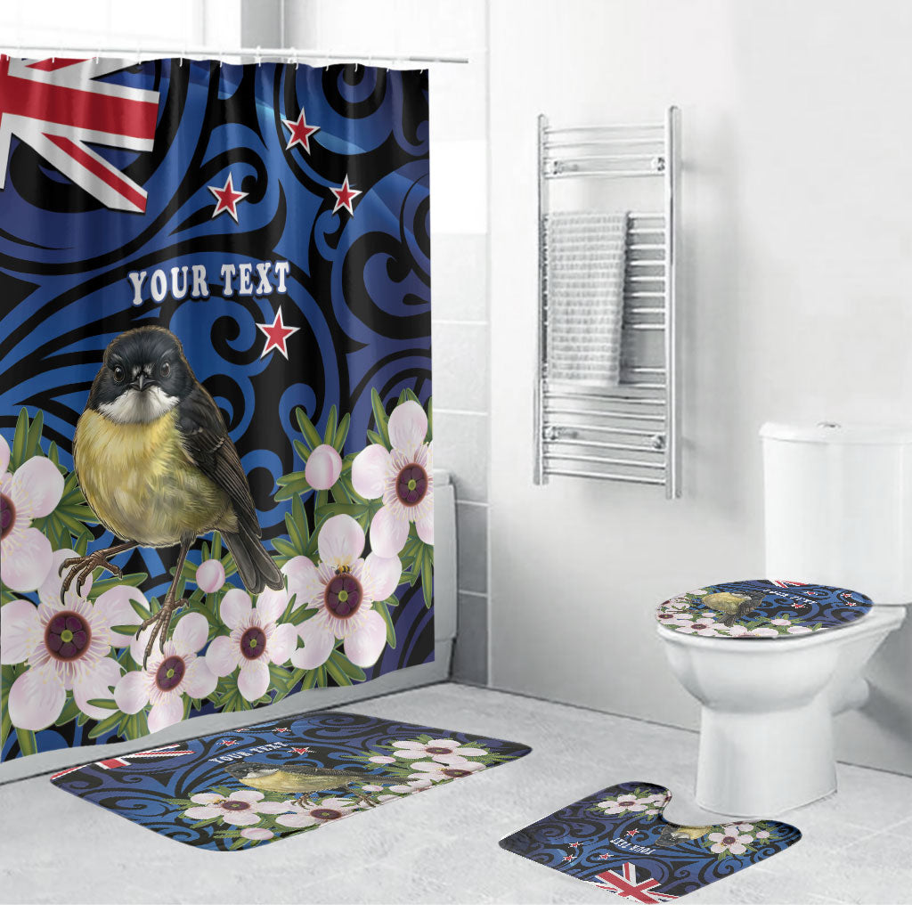 Tomtit New Zealand Personalised Bathroom Set Miromiro Manuka Flower Maori Pattern