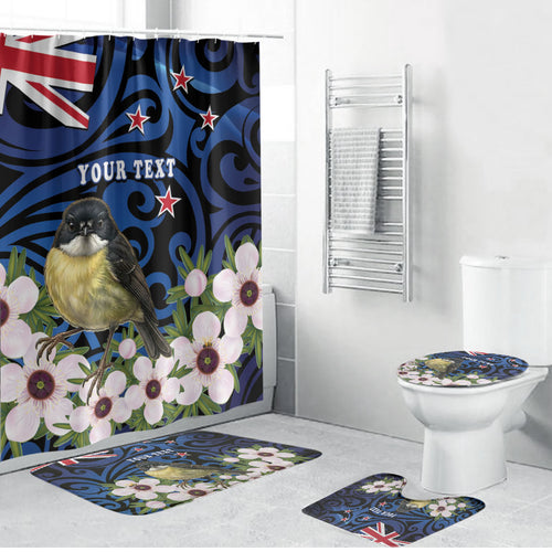 Tomtit New Zealand Personalised Bathroom Set Miromiro Manuka Flower Maori Pattern