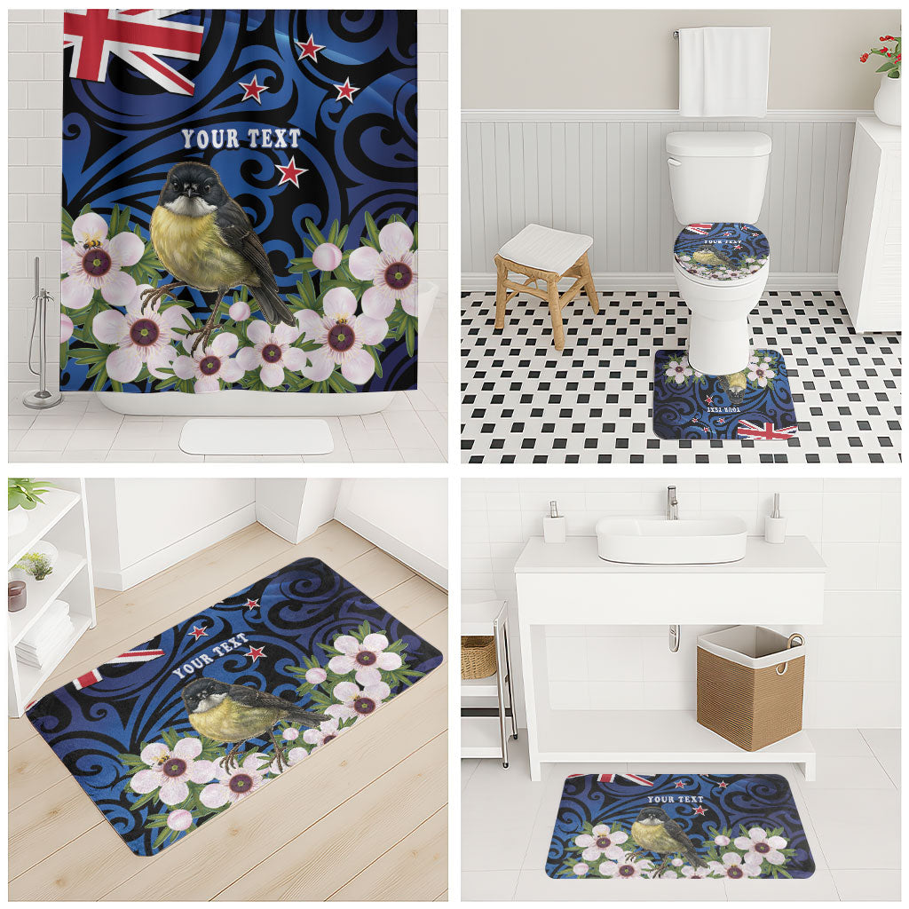 Tomtit New Zealand Personalised Bathroom Set Miromiro Manuka Flower Maori Pattern