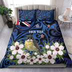 Tomtit New Zealand Personalised Bedding Set Miromiro Manuka Flower Maori Pattern