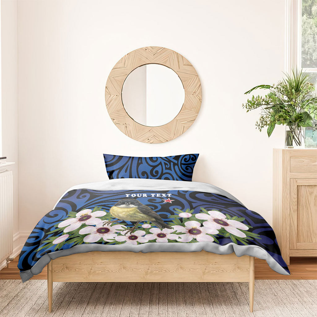 Tomtit New Zealand Personalised Bedding Set Miromiro Manuka Flower Maori Pattern