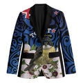Tomtit New Zealand Personalised Blazer Miromiro Manuka Flower Maori Pattern