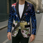 Tomtit New Zealand Personalised Blazer Miromiro Manuka Flower Maori Pattern