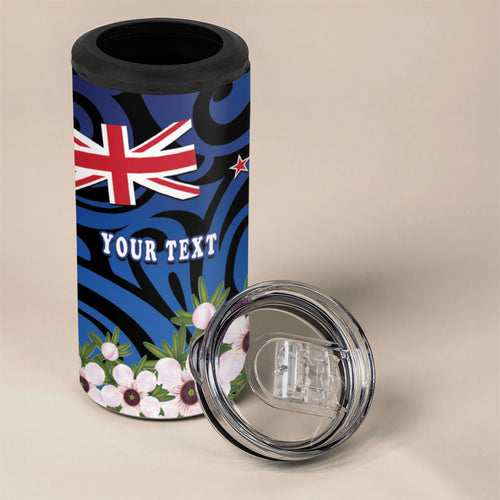 Tomtit New Zealand Personalised 4 in 1 Can Cooler Tumbler Miromiro Manuka Flower Maori Pattern