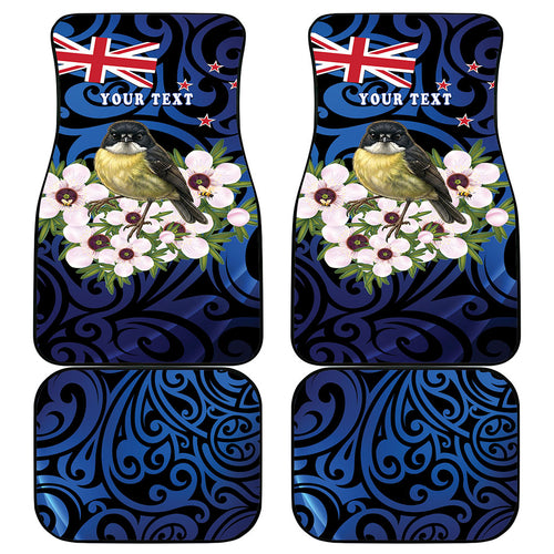Tomtit New Zealand Personalised Car Mats Miromiro Manuka Flower Maori Pattern