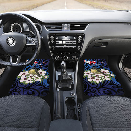 Tomtit New Zealand Personalised Car Mats Miromiro Manuka Flower Maori Pattern