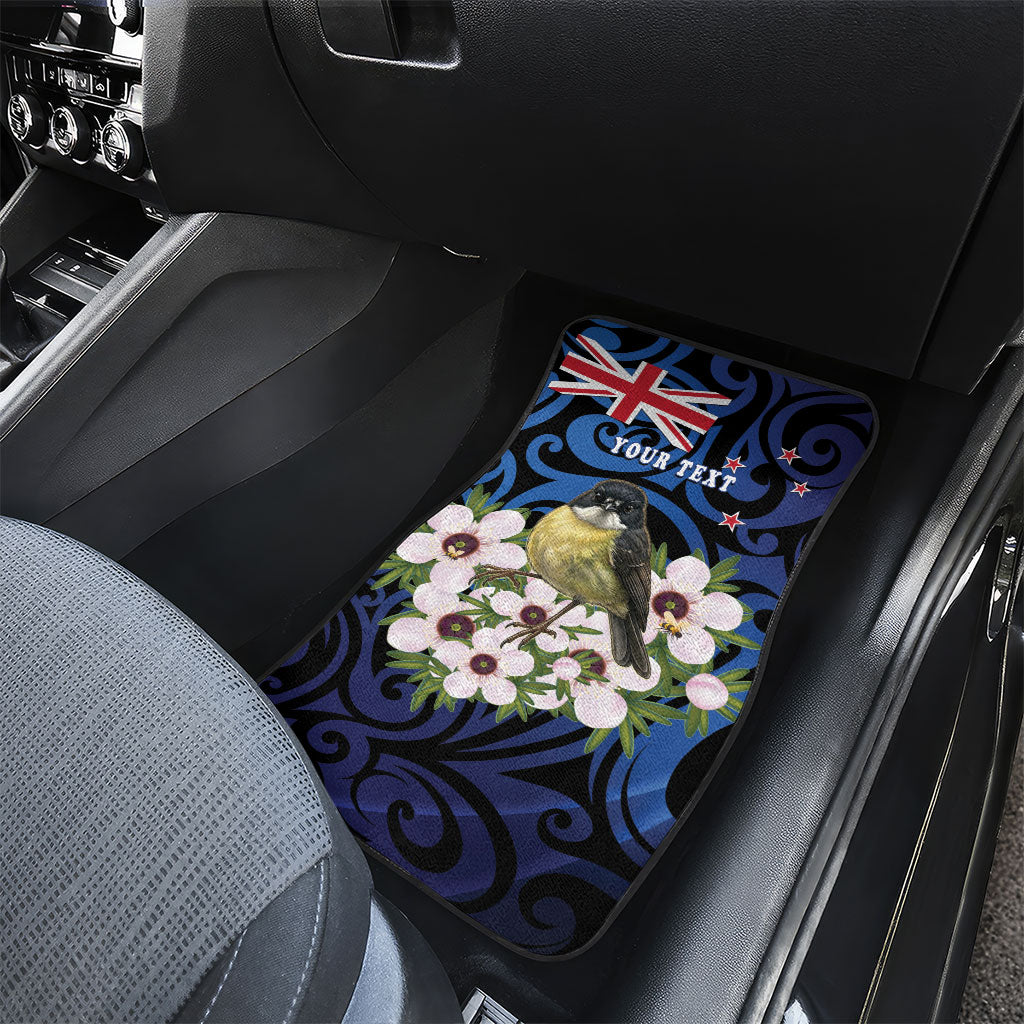 Tomtit New Zealand Personalised Car Mats Miromiro Manuka Flower Maori Pattern