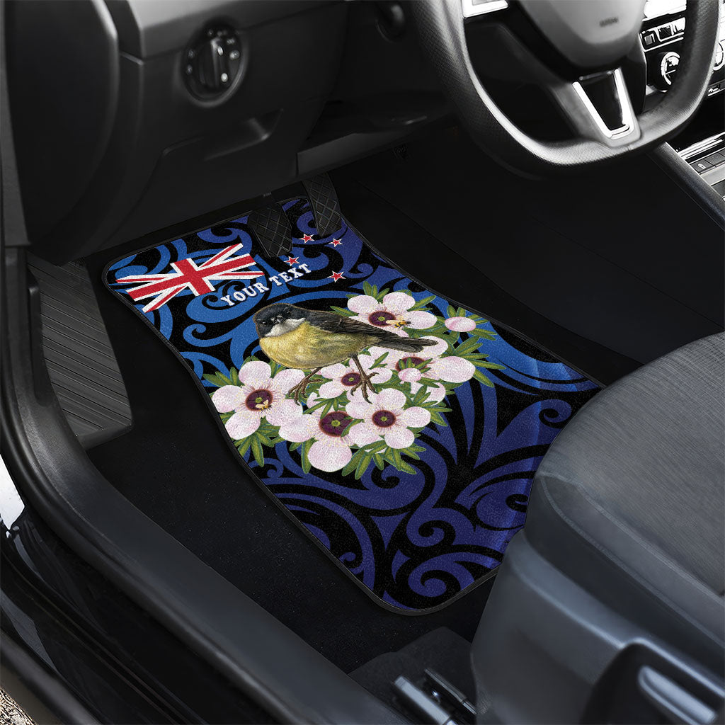 Tomtit New Zealand Personalised Car Mats Miromiro Manuka Flower Maori Pattern
