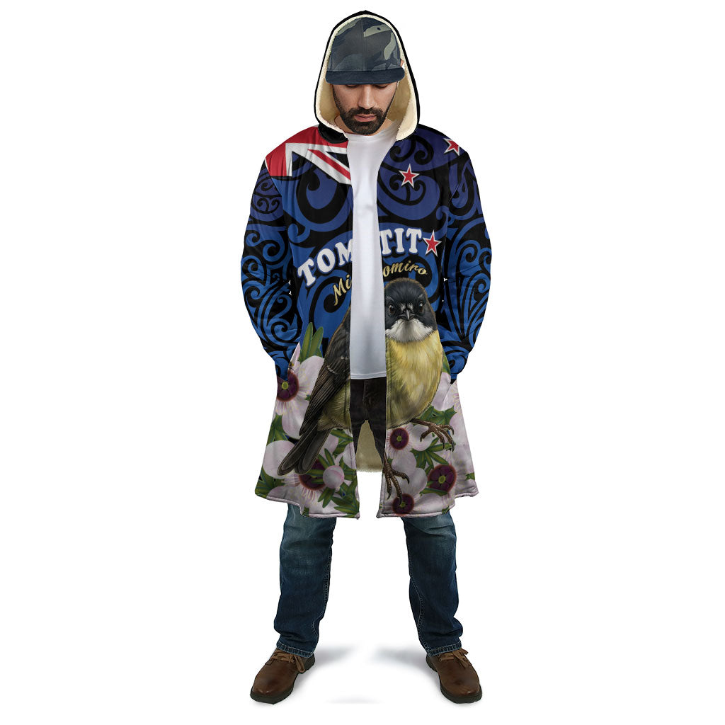 Tomtit New Zealand Personalised Cloak Miromiro Manuka Flower Maori Pattern