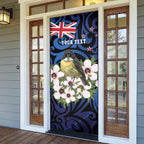 Tomtit New Zealand Personalised Door Cover Miromiro Manuka Flower Maori Pattern