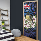 Tomtit New Zealand Personalised Door Cover Miromiro Manuka Flower Maori Pattern