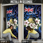 Tomtit New Zealand Personalised Door Cover Miromiro Manuka Flower Maori Pattern