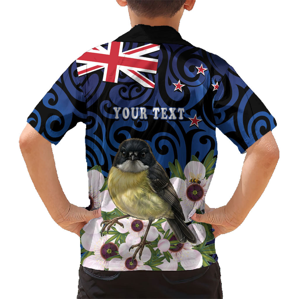 Tomtit New Zealand Personalised Family Matching Mermaid Dress and Hawaiian Shirt Miromiro Manuka Flower Maori Pattern