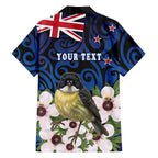 Tomtit New Zealand Personalised Family Matching Off The Shoulder Long Sleeve Dress and Hawaiian Shirt Miromiro Manuka Flower Maori Pattern