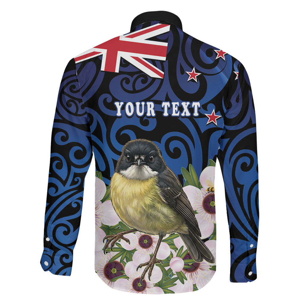 Tomtit New Zealand Personalised Family Matching Off The Shoulder Long Sleeve Dress and Hawaiian Shirt Miromiro Manuka Flower Maori Pattern