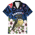 Tomtit New Zealand Personalised Hawaiian Shirt Miromiro Manuka Flower Maori Pattern