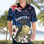 Tomtit New Zealand Personalised Hawaiian Shirt Miromiro Manuka Flower Maori Pattern