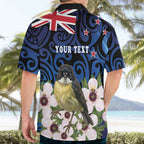 Tomtit New Zealand Personalised Hawaiian Shirt Miromiro Manuka Flower Maori Pattern