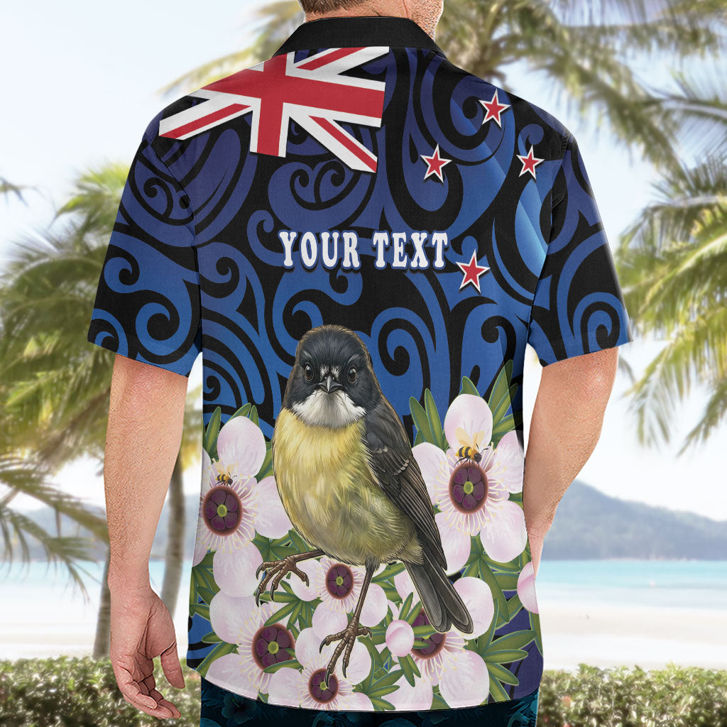 Tomtit New Zealand Personalised Hawaiian Shirt Miromiro Manuka Flower Maori Pattern