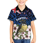 Tomtit New Zealand Personalised Hawaiian Shirt Miromiro Manuka Flower Maori Pattern