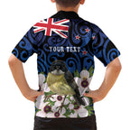 Tomtit New Zealand Personalised Hawaiian Shirt Miromiro Manuka Flower Maori Pattern