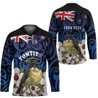 Tomtit New Zealand Personalised Hockey Jersey Miromiro Manuka Flower Maori Pattern