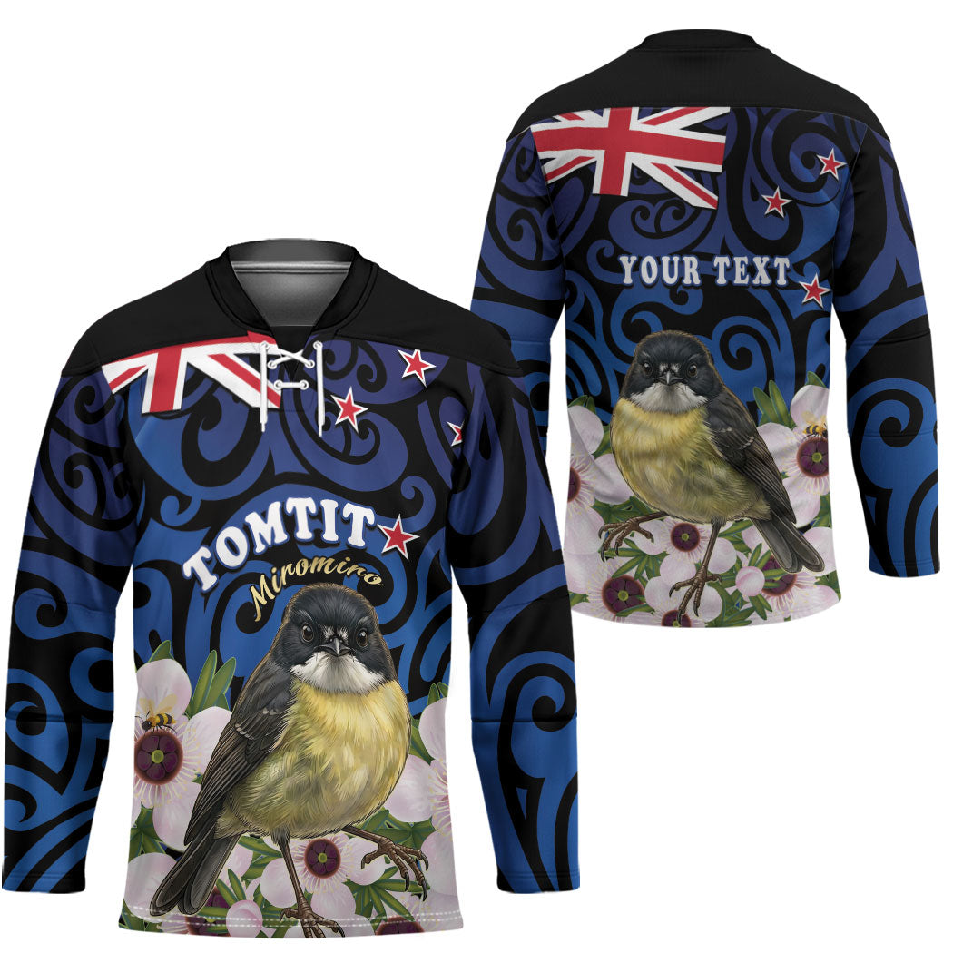 Tomtit New Zealand Personalised Hockey Jersey Miromiro Manuka Flower Maori Pattern
