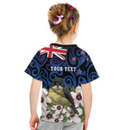 Tomtit New Zealand Personalised Kid T Shirt Miromiro Manuka Flower Maori Pattern
