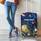 Tomtit New Zealand Personalised Luggage Cover Miromiro Manuka Flower Maori Pattern