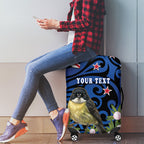 Tomtit New Zealand Personalised Luggage Cover Miromiro Manuka Flower Maori Pattern