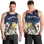 Tomtit New Zealand Personalised Men Tank Top Miromiro Manuka Flower Maori Pattern
