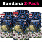 Tomtit New Zealand Personalised Neck Gaiter Miromiro Manuka Flower Maori Pattern