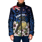 Tomtit New Zealand Personalised Padded Jacket Miromiro Manuka Flower Maori Pattern