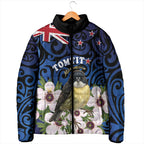 Tomtit New Zealand Personalised Padded Jacket Miromiro Manuka Flower Maori Pattern