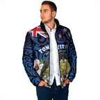 Tomtit New Zealand Personalised Padded Jacket Miromiro Manuka Flower Maori Pattern