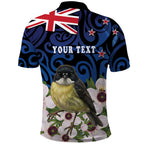 Tomtit New Zealand Personalised Polo Shirt Miromiro Manuka Flower Maori Pattern