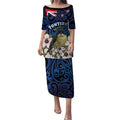 Tomtit New Zealand Personalised Puletasi Miromiro Manuka Flower Maori Pattern