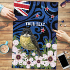 Tomtit New Zealand Personalised Puzzle Miromiro Manuka Flower Maori Pattern