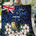 Tomtit New Zealand Personalised Quilt Miromiro Manuka Flower Maori Pattern