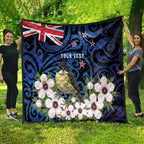 Tomtit New Zealand Personalised Quilt Miromiro Manuka Flower Maori Pattern