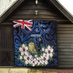 Tomtit New Zealand Personalised Quilt Miromiro Manuka Flower Maori Pattern