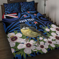 Tomtit New Zealand Personalised Quilt Bed Set Miromiro Manuka Flower Maori Pattern