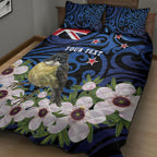 Tomtit New Zealand Personalised Quilt Bed Set Miromiro Manuka Flower Maori Pattern