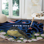 Tomtit New Zealand Personalised Round Carpet Miromiro Manuka Flower Maori Pattern