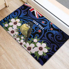 Tomtit New Zealand Personalised Rubber Doormat Miromiro Manuka Flower Maori Pattern