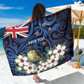 Tomtit New Zealand Personalised Sarong Miromiro Manuka Flower Maori Pattern