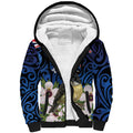 Tomtit New Zealand Personalised Sherpa Hoodie Miromiro Manuka Flower Maori Pattern
