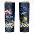 Tomtit New Zealand Personalised Skinny Tumbler Miromiro Manuka Flower Maori Pattern